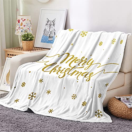 Chickwin Kuscheldecke Flauschige Flanelldecke, 3D Weihnachts Wohndecke Weiche Warm Decke TV-Decke Mikrofaserdecke Sofadecke oder Bettüberwurf Tagesdecke Geschenk (Goldene Weihnachten,160x200cm) von Chickwing