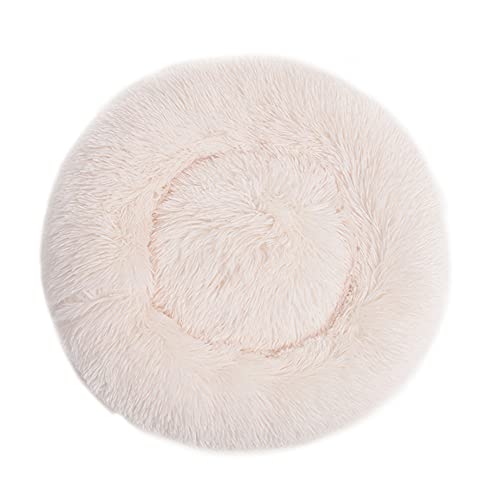 Chickwin Rund Hundebett für Hunde und Katzen, Warm Weich Katzenbett Donut Plüsches Bett, Waschbar rutschfest Base Haustierbett für Kleine, Mittelgroße und Große Hunde (100CM,Beige) von Chickwing