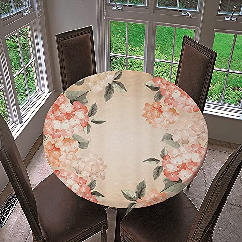 Chickwin Runde Tischdecke Wasserdicht Abwaschbar mit Elastische Kante, 3D Elegant Blumig Bedruckte Tischschoner, Tischtuch aus Polyester für Küche, Restaurant, Garten (Vintage Blumen,150cm) von Chickwing