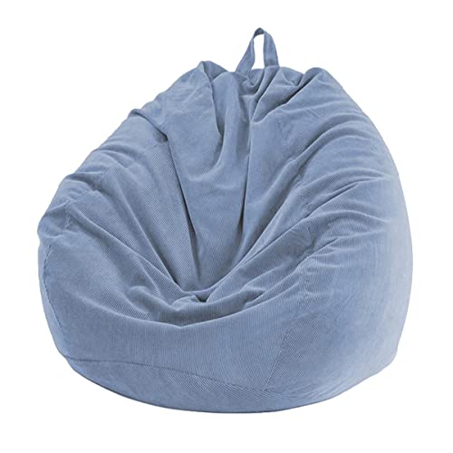 Chickwin Bezug für Sitzsack, Birnenform, Cordsamt, ohne Füllung, für draußen und innen, Entspannung, Wohnzimmer, Schlafzimmer, Kissen (blau, grau, 100 x 120 cm) von Chickwing