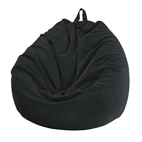 Chickwin Bezug für Sitzsack, Birne, Samt, Sitzsack, ohne Füllung, für drinnen und draußen, Entspannung, Liegestuhl, Wohnzimmer, Schlafzimmer, Kissen (Schwarz, 70 x 80 cm) von Chickwing