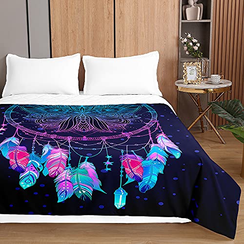 Chickwin Tagesdecken Bettüberwurf, 3D Traumfänger Drucken Sommer Tagesdecke mit Prägemuster Wohndecke aus Mikrofaser Bettdecke für Einzelbett Doppelbett oder Kinder (Mandala,150x200cm) von Chickwing