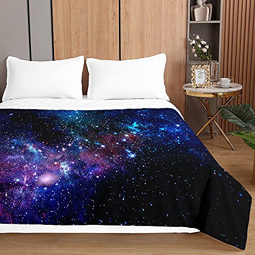 Chickwin Tagesdecken Bettüberwurf, 3D Universum Drucken Sommer Tagesdecke mit Prägemuster Wohndecke aus Mikrofaser Bettdecke für Einzelbett Doppelbett oder Kinder (Kosmische Galaxie,220x240cm) von Chickwing