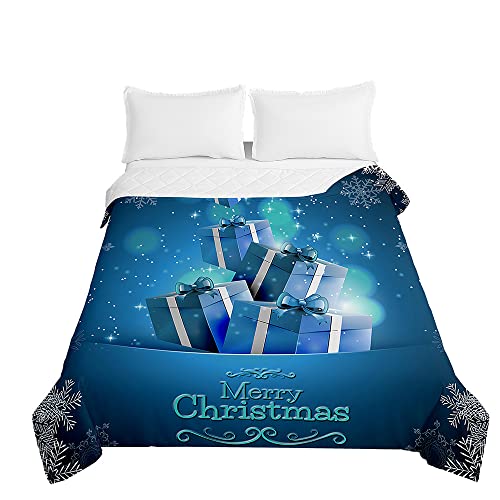 Chickwin Tagesdecken Bettüberwurf, 3D Weihnachten Herbst Winter Tagesdecke mit Prägemuster Wohndecke aus Mikrofaser Bettdecke für Einzelbett Doppelbett oder Kinder (Blau,220x240cm) von Chickwing