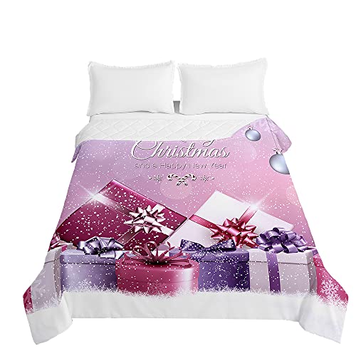 Chickwin Tagesdecken Bettüberwurf, 3D Weihnachten Herbst Winter Tagesdecke mit Prägemuster Wohndecke aus Mikrofaser Bettdecke für Einzelbett Doppelbett oder Kinder (Happy New Year,180x220cm) von Chickwing