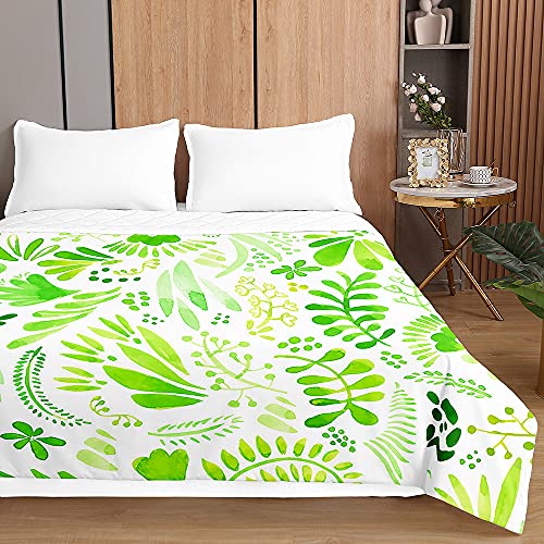 Chickwin Tagesdecken Bettüberwurf für Einzelbett Doppelbett, 3D Tropische Pflanzen Drucken Tagesdecke mit Prägemuster Mikrofaser Gesteppt Bettdecke Wohndecke (Mimose,230x260cm) von Chickwing