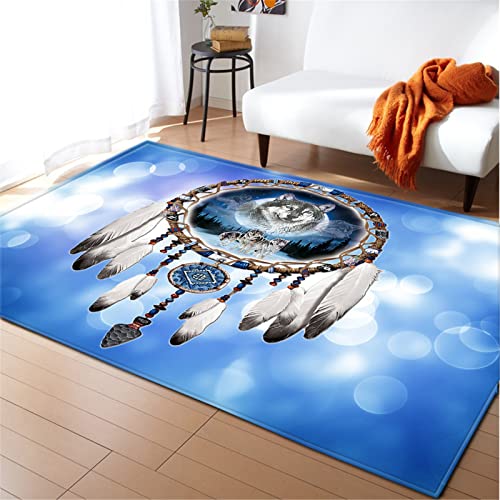 Chickwin Teppich Groß Wohnzimmer, 3D Traumfänger Drucken Moderne Weiche Flanell Antirutschunterlage Fläche Teppiche für Kinderzimmer Schlafzimmer Outdoor Küche (Aquarell,100x200cm) von Chickwing