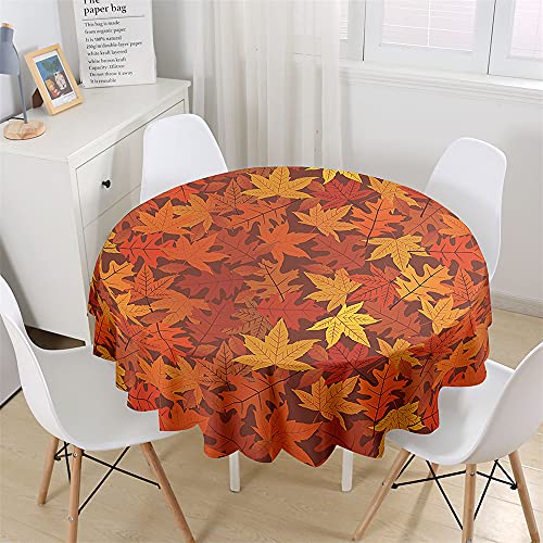 Chickwin Wasserdicht Runde Tischdecke 3D Herbst Blätter Muster Bedruckte Tischdecke, Abwaschbar Tischtuch, Tischdekoration Benutzt für Küche, Esszimmer, Garten (Ahornblatt B,150cm) von Chickwing