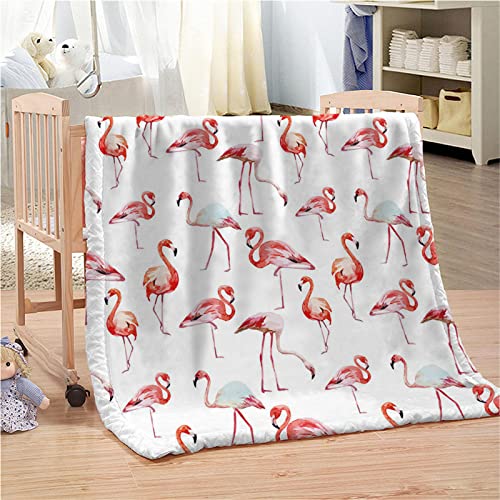 Chickwin Kuscheldecke Flauschige Flanelldecke, 3D Tier Druck Wohndecke Weiche Warm Decke TV-Decke Mikrofaserdecke Sofadecke oder Bettüberwurf Tagesdecke Geschenk (Feder Flamingo,180x200cm) von Chickwing