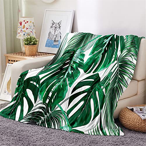 Chickwing Kuscheldecke Flauschig, 3D Blätter Drucken Kuscheldecke Flanell Winter Frühling Flanelldecke Mikrofaser Warm Wohndecke Sofa/TV Decke Bettüberwurf Tagesdecke (160x200cm,Monstera-Blätter) von Chickwing