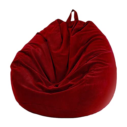 Chickwing Bezug für Sitzsack, Birne, Samt, gerippt, ohne Füllung, für drinnen und draußen, Entspannung, Liegestuhl, Wohnzimmer, Schlafzimmer, Kissen (Weinrot, 100 x 120 cm) von Chickwing