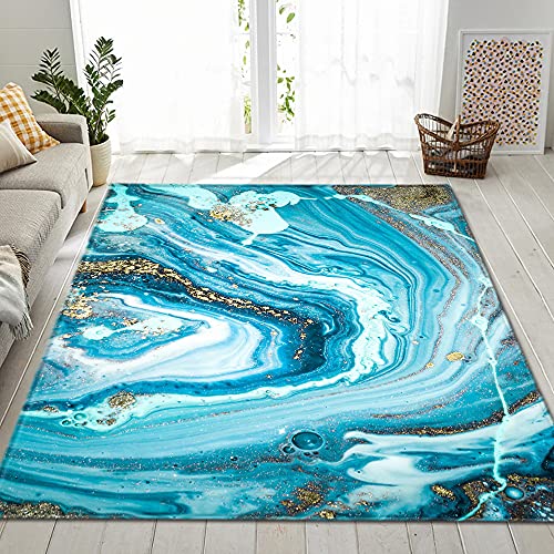 Chickwing Teppich Wohnzimmer Moderne 3D Nordischer, Weiche Flauschig Antirutschunterlage Kurzflor Fläche Teppiche für Kinderzimmer Schlafzimmer Outdoor Küche (Blaues Meer,80x120cm) von Chickwing