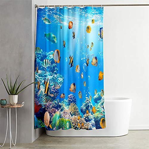 Duschvorhang Wasserdicht, Chickwin Ozean Welt Anti-Schimmel Waschbar Antischimmel Polyester Badewanne Shower Curtain mit 12 Ringes- für Badezimmer Vorhänge Decor (Blase,90x180cm) von Chickwing