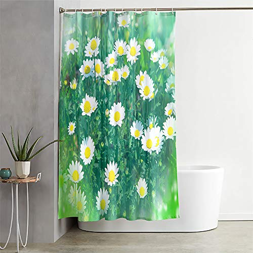 Gänseblümchen Duschvorhang Wasserdicht, Chickwin 3D Anti-Schimmel Waschbar Polyester Antischimmel Badewanne Shower Curtain mit 12 Ringes- für Badezimmer Vorhänge Decor (Blumenbusch,180x200cm) von Chickwing