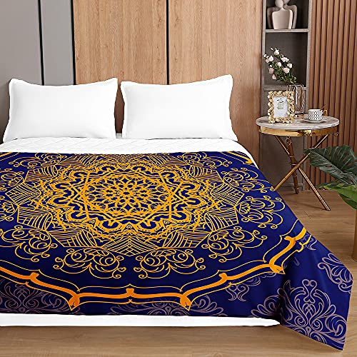 Mandala Tagesdecken Bettüberwurf für Einzelbett Doppelbett, Chickw1 3D Drucken Tagesdecke mit Prägemuster Mikrofaser Gesteppt Bettdecke Wohndecke (Gelb,180x220cm) von Chickwing
