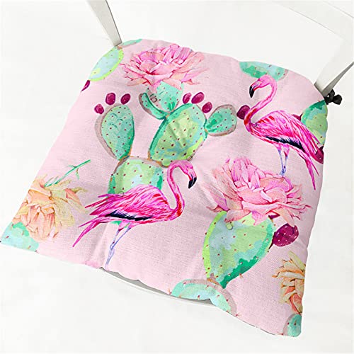 Stuhlkissen mit Bändern 2er Set, Chickw1 Sitzkissen Gefüllt Dekokissen Zierkissen Gartenkissen für Gartenstuhl, Küche oder Esszimmerstuhl Indoor und Outdoor (Flamingo,40x40cm) von Chickwing