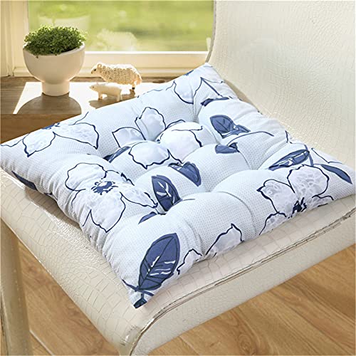 Stuhlkissen mit Bändern 2er Set, Chickw1 Blumen Sitzkissen Gefüllt Dekokissen Zierkissen Gartenkissen für Gartenstuhl, Küche oder Esszimmerstuhl Indoor und Outdoor (40x40cm,Blaue Blumen) von Chickwing