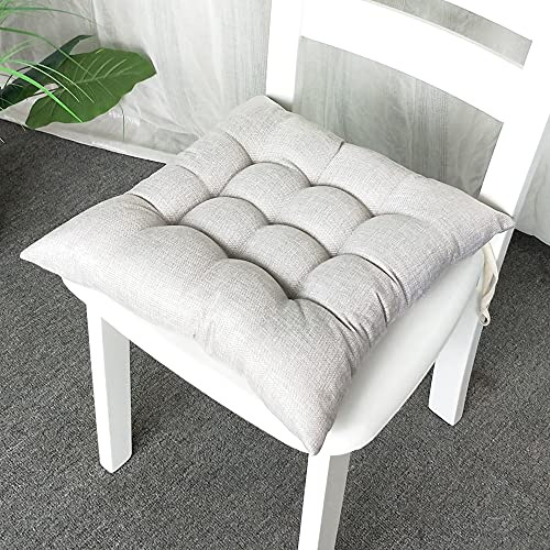 Stuhlkissen mit Bändern 2er Set, Chickw1 Einfarbig Sitzkissen Gefüllt Dekokissen Zierkissen Gartenkissen für Gartenstuhl, Küche oder Esszimmerstuhl Indoor und Outdoor (Silber Grau,40x40cm) von Chickwing