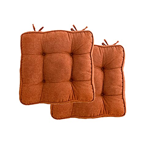 Stuhlkissen mit Bändern 2er Set, Chickwin Sitzkissen Gefüllt Dekokissen Zierkissen Gartenkissen für Gartenstuhl, Küche oder Esszimmerstuhl Indoor und Outdoor (Orange,45x45cm) von Chickwing