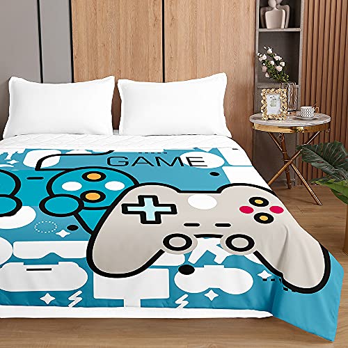 Tagesdecken Bettüberwurf, Chickw1 3D Spielkonsole Sommer Tagesdecke mit Prägemuster Wohndecke aus Mikrofaser Bettdecke für Einzelbett Doppelbett oder Kinder (Hellblaue Spielekonsole,150x200cm) von Chickwing