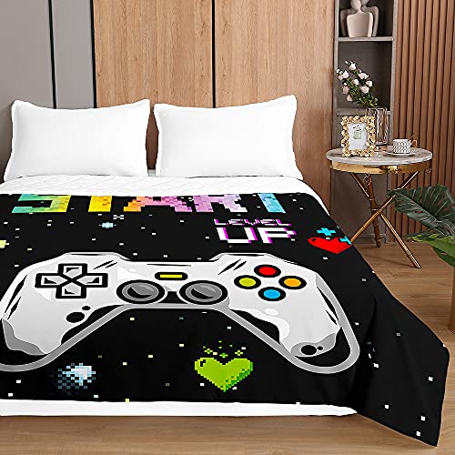 Tagesdecken Bettüberwurf, Chickw1 3D Spielkonsole Sommer Tagesdecke mit Prägemuster Wohndecke aus Mikrofaser Bettdecke für Einzelbett Doppelbett oder Kinder (Schwarze Spielekonsole,180x220cm) von Chickwing