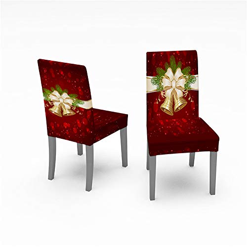 Weihnachten Stuhlhussen Stretch 2er Set, Chickw1 Universal Abnehmbare Waschbar Blau Schwarz Christmas Drucken Elastischer Stuhlbezug Für Hochzeit, Hotel, Partys Deko (2 Stück,Geschenk) von Chickwing