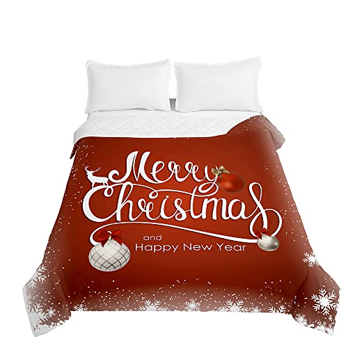 Weihnachten Tagesdecken Bettüberwurf, Chickwin Drucken Tagesdecke aus Mikrofaser - Prägemuster Wohndecke Bettdecke für Kinder Erwachsene Einzelbett Doppelbett (Weihnachtswünsche,130x150cm) von Chickwing