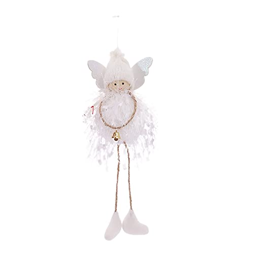 Engel Doll Ornament Festive Ziernavidad Weihnachtsbaum Plüsch Strick -Engel Puppenanhänger mit Kleiner Glocke mit Flügel für Zuhause (White) von Chicmine