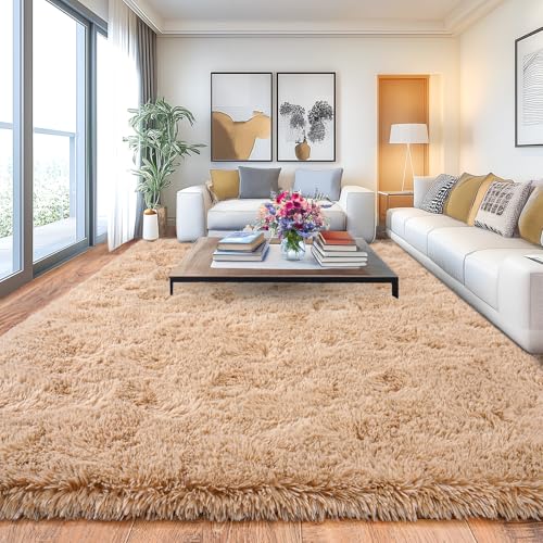 Chicnix Großer Teppich Wohnzimmer Hochflor 160x230 Beige, Weich Shaggy Langflorteppich rutschfest, Moderner Flauschig Teppich Schlafzimmer Kinderzimmer Wohnheim Heim Dekor von Chicnix