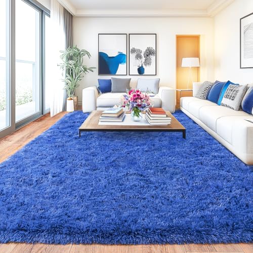Chicnix Großer Teppich Wohnzimmer Hochflor 160x230 Blau, Weich Shaggy Langflorteppich rutschfest, Moderner Flauschig Teppich Schlafzimmer Kinderzimmer Wohnheim Heim Dekor von Chicnix