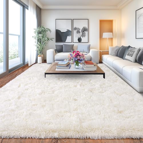 Chicnix Großer Teppich Wohnzimmer Hochflor 160x230 Creme, Weich Shaggy Langflorteppich rutschfest, Moderner Flauschig Teppich Schlafzimmer Kinderzimmer Wohnheim Heim Dekor von Chicnix