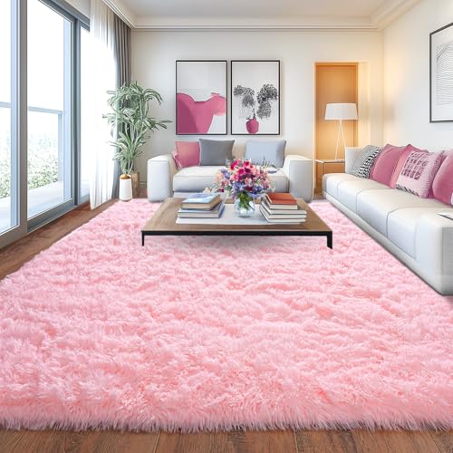 Chicnix Großer Teppich Wohnzimmer Hochflor 160x230 Rosa, Weich Shaggy Langflorteppich rutschfest, Moderner Flauschig Teppich Schlafzimmer Kinderzimmer Wohnheim Heim Dekor von Chicnix