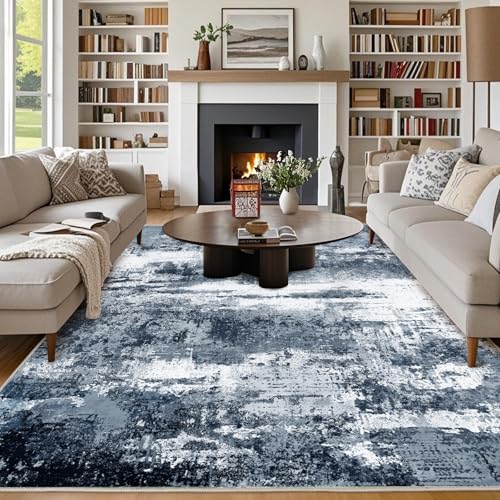 Chicnix Teppich Wohnzimmer, Großer Teppich 160x230 Waschbar Kurzflor rutschfest Weich, Moderner Abstraktem Muster Teppiche für Schlafzimmer Kinderzimmer Büro Esszimmer, Blau von Chicnix