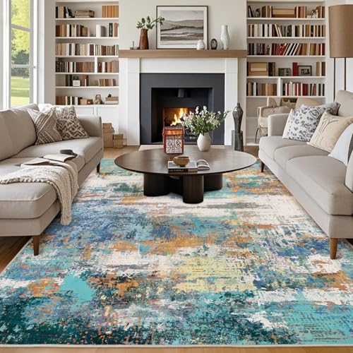 Chicnix Teppich Wohnzimmer 200x300, Großer Teppich Waschbar Kurzflor rutschfest Weich, Moderner Abstraktem Muster Design Teppiche für Schlafzimmer Kinderzimmer Büro Esszimmer Dekor, Bunt von Chicnix