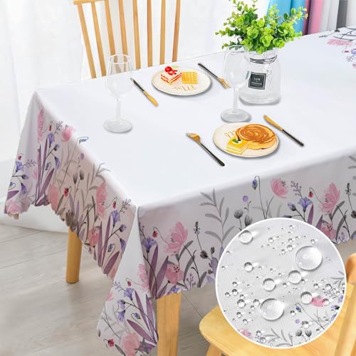 Tischdecke Abwaschbar Rechteckig Florals Garten Tischdecken Fleckschutz Tischwäsche Wasserdicht Tischtuch für Draußen Esszimmer, Küche, Garten, Party, Hochzeiten oder Haushalt 140x180cm von Chicnix