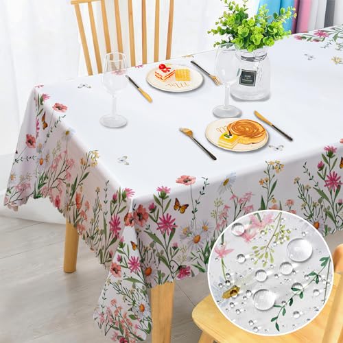 Tischdecke Abwaschbar Rechteckig Florals Garten Tischdecken Fleckschutz Tischwäsche Wasserdicht Tischtuch für Draußen Esszimmer, Küche, Garten, Party, Hochzeiten oder Haushalt 150x260cm von Chicnix