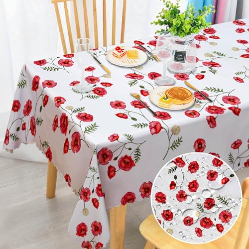 Tischdecke Abwaschbar Rechteckig Florals Garten Tischdecken Fleckschutz Tischwäsche Wasserdicht Tischtuch für Draußen Esszimmer, Küche, Garten, Party, Hochzeiten oder Haushalt 152x220cm von Chicnix