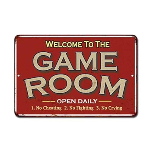 Game Room Sign Rustic Wall Décor Gameroom Signs Home Vintage Decorations Games Arcade Retro Video Gamer Art Accessories Gaming Billard Cards Tin Plaque Gift 8 x 12 High Gloss Metal 208120068018 von Chico Creek Signs