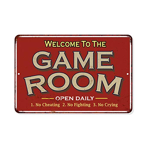 Spielzimmerschild Rustikale Wanddekoration Gameroom Schilder Home Vintage Dekorationen Spiele Arcade Retro Video Gamer Kunst Zubehör Gaming Billard Karten Blechschild Geschenk 8 x 12 Matte Finish von Chico Creek Signs