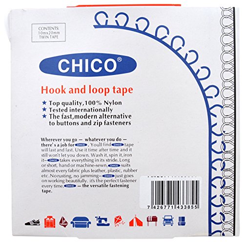 Chico – 10 m x 20 mm Haken- und-Loop Sew und Nähen Weiß von Chico