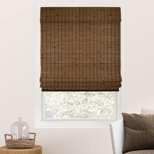 CHICOLOGY Blenden, Lampenschirme, römische Fenster-Sonnenblenden für Zuhause Bambus-Sonnenschutz für Terrasse, Jalousien und Sonnenschirme, Fensterschatten, Tannenzapfen, 27" W X 64" H von Chicology