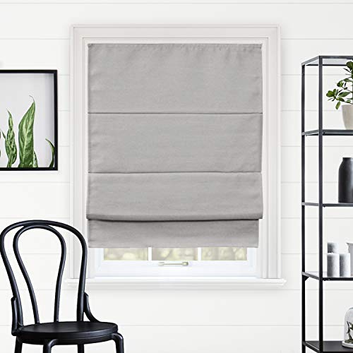 CHICOLOGY, Window Treatments, Roman Shades, Polyester Fabric Plastic Metal Steel, Del Mar Pearl Grey (Blackout), 29" W X 64" H von Chicology