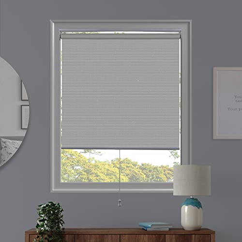 CHICOLOGY Rollo, schnurlose Jalousien, Fensterblenden für Zuhause, Rollschirme, Fensterbehandlungen, Türjalousien, Lichtfilter, Sichtschutz, Chantilly White (Solar), 55,9 cm B x 183,2 cm B von Chicology