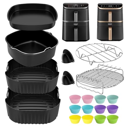 Airfryer Zubehör für COSORI Turbo Tower Pro Smart 10,8L, enthält 2 Stück BPA-frei Silikonform Heißluftfritteuse, Pizzapfanne, Kucheneimer und weitere Heißluftfritteuse Zubehör Airfryer Zubehör für COSORI Turbo Tower Pro Smart 10,8L, enthält 2 Stück BPA-frei Silikonform Heißluftfritteuse, Pizzapfanne, Kucheneimer und weitere Heißluftfritteuse Zubehör von Chicosy