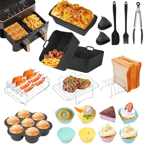COSORI Heißluftfritteuse Zubehör für COSORI Dual Blaze Airfryer 8,5 L, Airfryer Zubehör enthält Silikonform Heißluftfritteuse, Grillrost, Silikon muffinförmchen und weitere Zubehörteile von Chicosy