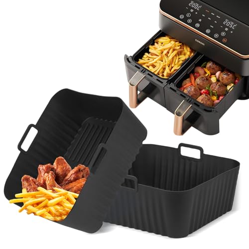 2 Stück airfryer Silikonform Heißluftfritteuse Zubehör für COSORI Dual Zone Air Fryer 8,5 L, Wiederverwendbar, Antihaft-Silikonbeschichtung, speziell für CAF-R901/903 AEU Airfryer maßgeschneidert 2 Stück airfryer Silikonform Heißluftfritteuse Zubehör für COSORI Dual Zone Air Fryer 8,5 L, Wiederverwendbar, Antihaft-Silikonbeschichtung, speziell für CAF-R901/903 AEU Airfryer maßgeschneidert von Chicosy