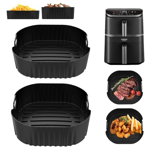 Silikonform Heißluftfritteuse Zubehör Exklusiv für Cosori Turbo Tower, Cosori Turbo Tower Pro & Smart 10,8L Double Stack Airfryer, Wiederverwendbar Air Fryer Silikon Einsatz (6,5L & 4,3L) von Chicosy