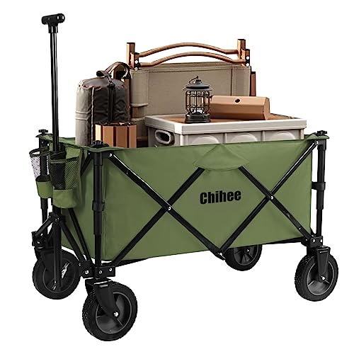 Chihee Faltbarer Wagen Gartenwagen Heavy-Duty mit 2 Tassenhaltern,Campingwagen für kardanische Räder mit Bremssystem große Kapazität Abnehmbarer Stoff,für Sportveranstaltungen,Camping,Strandausflüge von Chihee