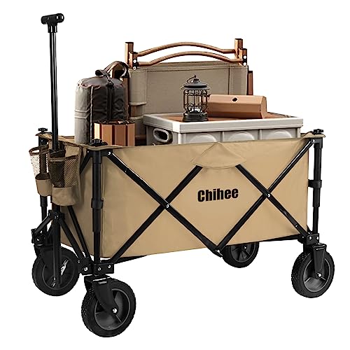 Chihee Faltbarer Wagen Gartenwagen Heavy-Duty mit 2 Tassenhaltern,Campingwagen für kardanische Räder mit Bremssystem große Kapazität Abnehmbarer Stoff,für Sportveranstaltungen,Camping,Strandausflüge von Chihee