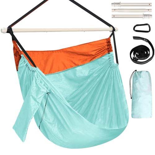 Chihee Hängesessel Fallschirm Nylon Hängematte Stuhl Tragbarer Leichter und großer Schaukelstuhl - Max 250KG - klappbarem Metallspreizstab Starkes Gurtband und Karabiner - Außenbereich Innen Camping von Chihee